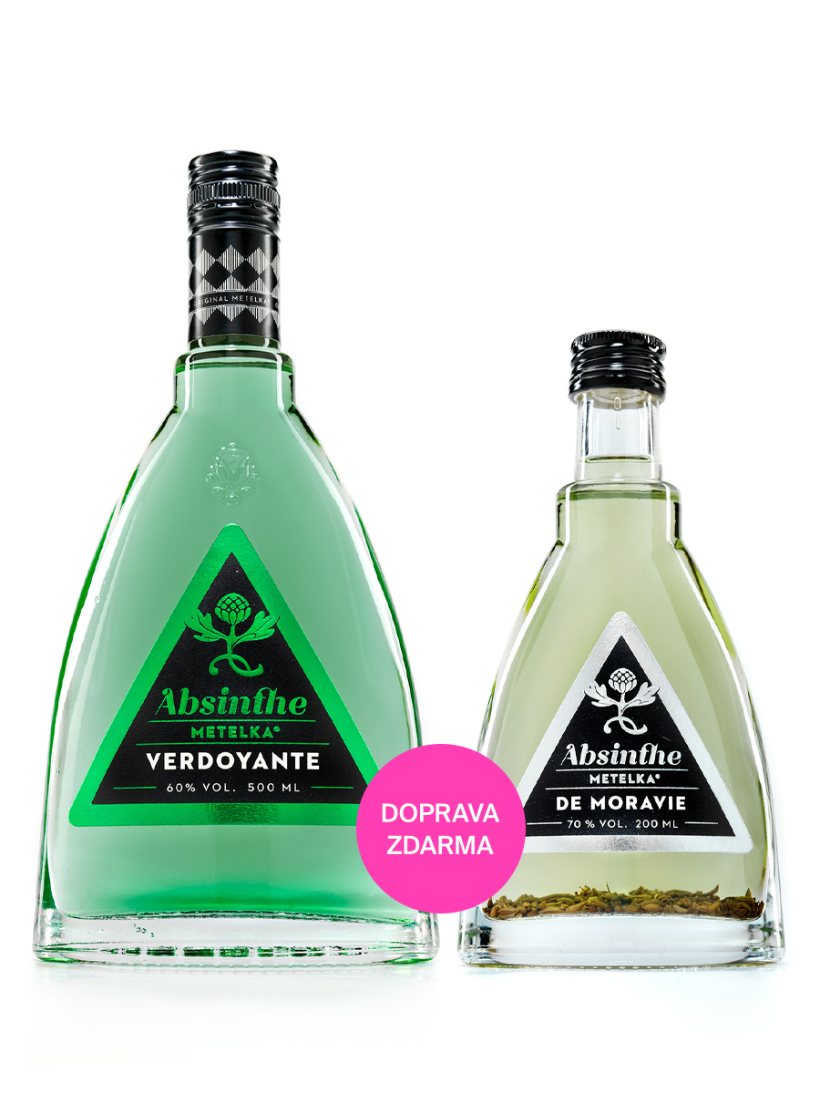 Absint dárkové balení – Absinthe Verdoyante 500 ml + De Moravie 200 ml